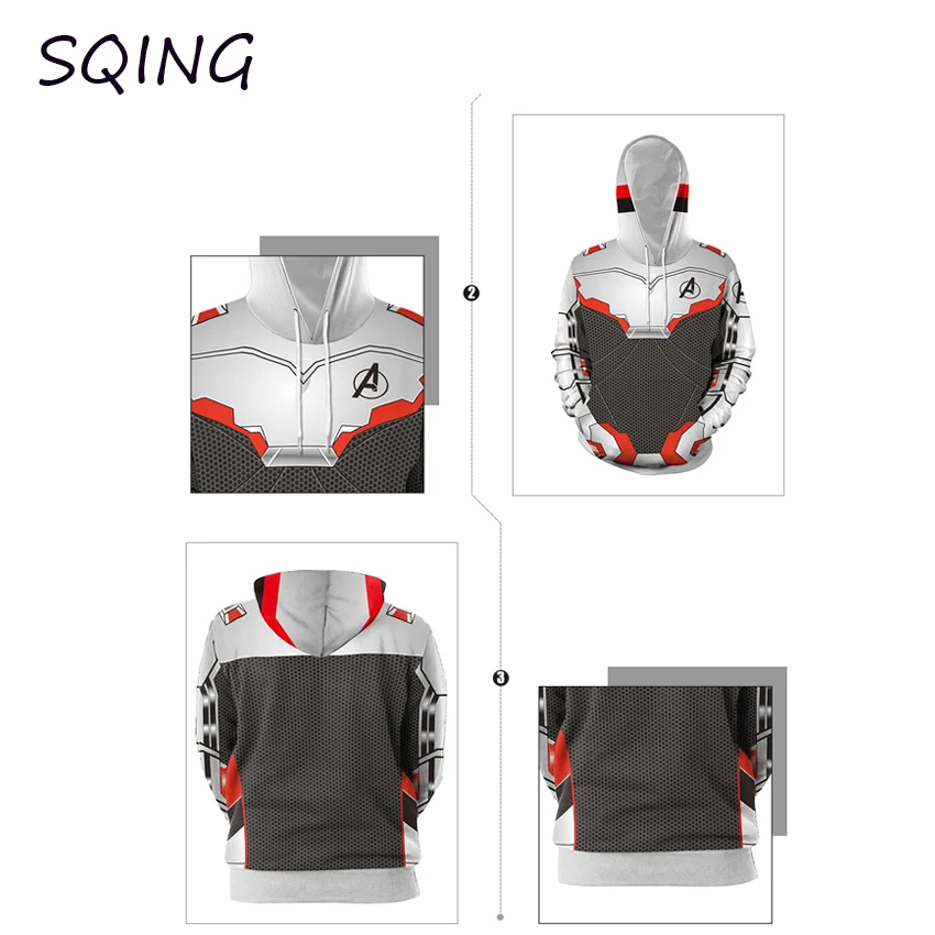 SQING Anime Cosplay Avengers Endgame Quantum 3DPrint Unisex Superhero Iron Man Coat Hoodie Cosplay Halloween Costumes for Women