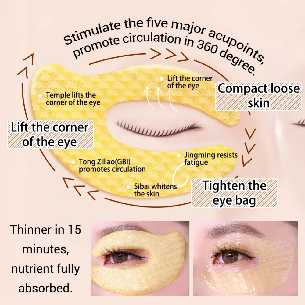 Breylee 24k Gold Eye Mask Caviar Collagen Essence New Style Eye Patch Anti Aging Remove Wrinkle Sheet Mask Eye Skin Care 10pairs