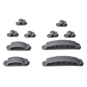 

AAAJ-Grey Plastic Computer Networking Wire Cord Cable Clip Organizer 10 in 1