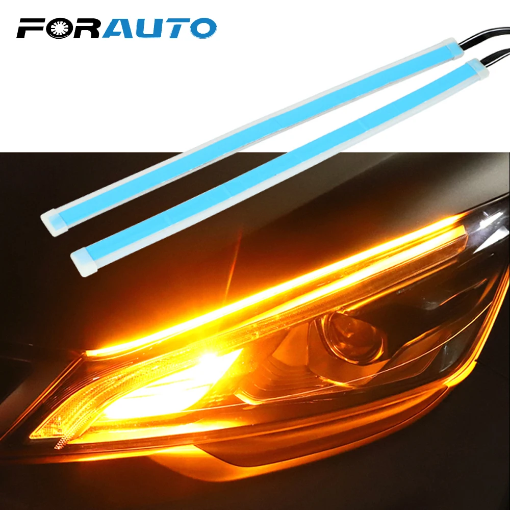 

FORAUTO 2Pcs Car Headlight LED Running Light Waterproof Turning Signal Lamp Auto DRL 12V DC Daytime Running Lights Car Styling
