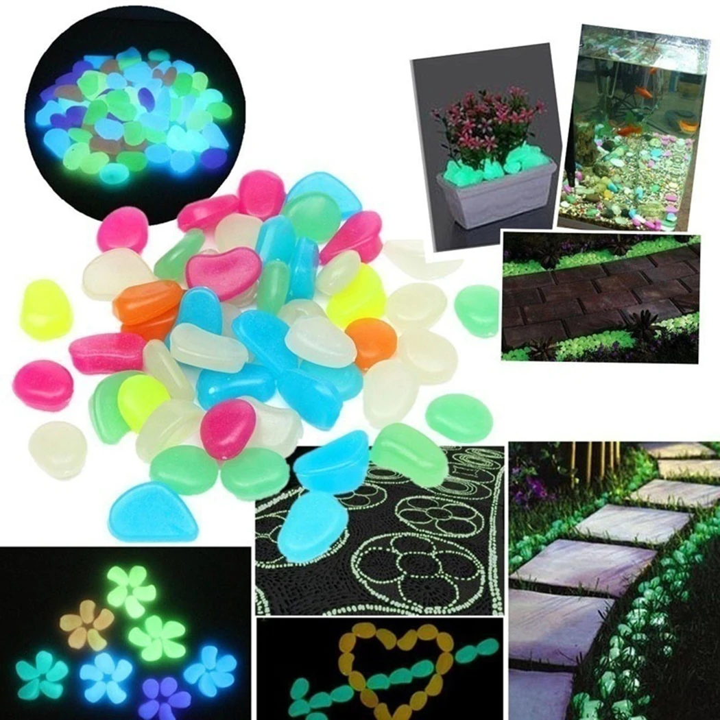 Glow Pebbles Stones Home Fish Tank Outdoor Decor Garden Stones Artificial Luminous Glowing In