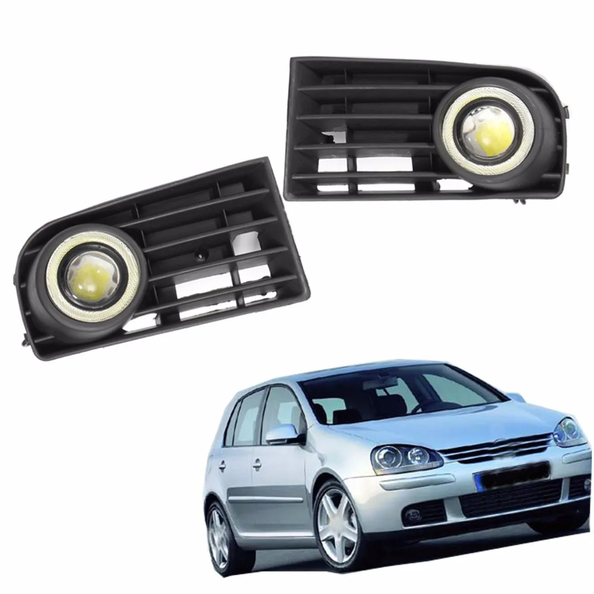 

New Pair Fog Light Grills Grilles For VW Golf Mk5 Rabbit 2006 2007 2008 2009 Car Styling White Light