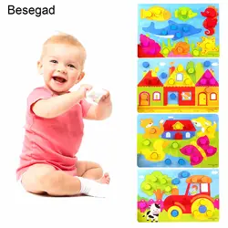 Besegad Забавный мультфильм Деревянный грибок ногтей головоломки Цвет Соответствующие игрушки для детей раннего образования игрушечные