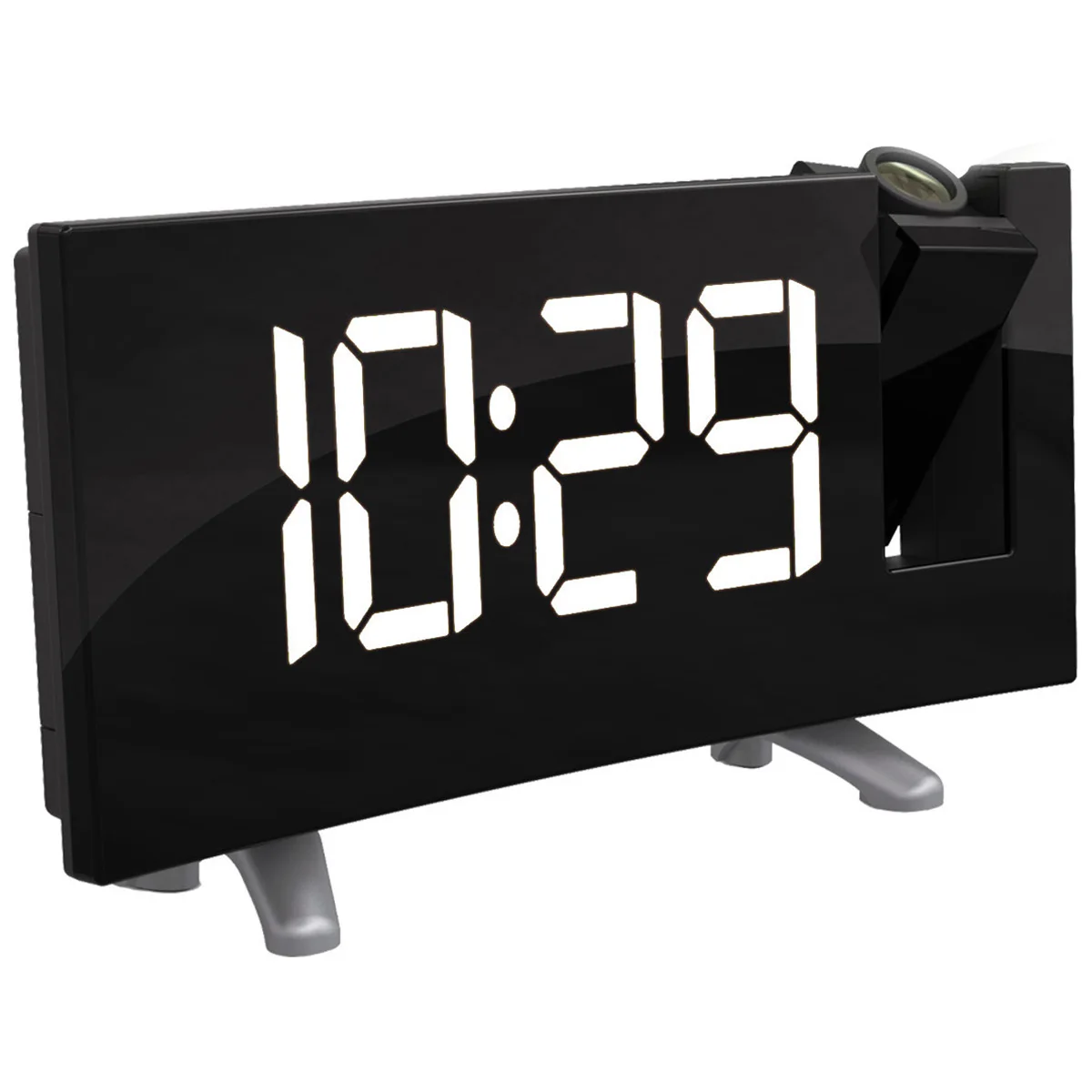 

Digital Radio Alarm Clock Projection Snooze Time Temperature Led Display Usb Charge Cable 180 Degree Table Wall Fm Radio Clock