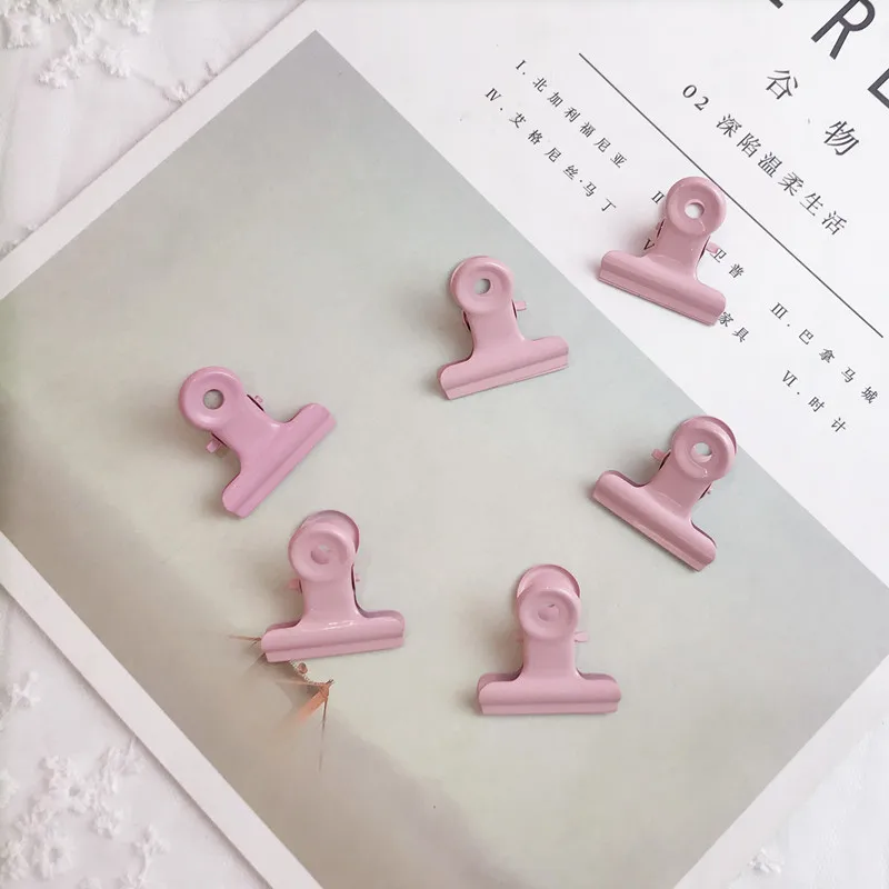 

SIXONE 3pcs Pink Colour Woman Roast Lacquer Metal Round Tail Clip Work Bill Test Paper File Clip