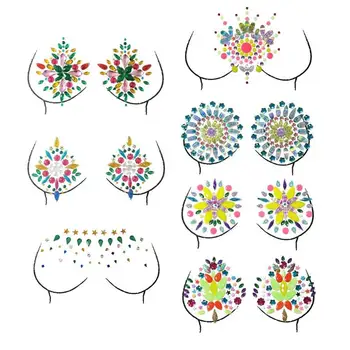 

1 Sheet Glitter Rhinestones Temporary Chest Stickers Adhesive Crystal Gems Festival Party Body Fake Tattoo Stickers Makeup Decor
