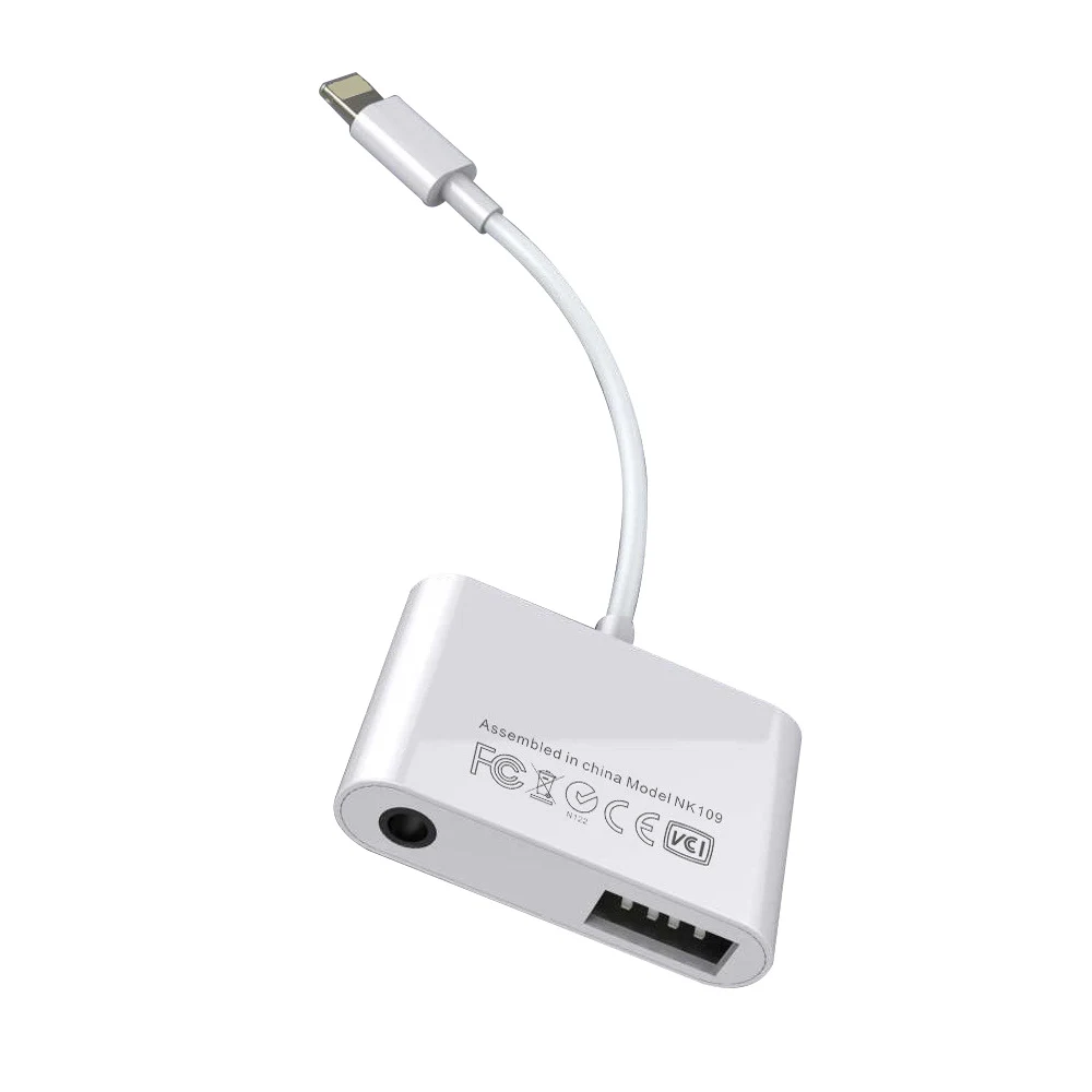 Новейший многофункциональный адаптер 3 в 1 для Lightning USB камеры аудио с зарядным