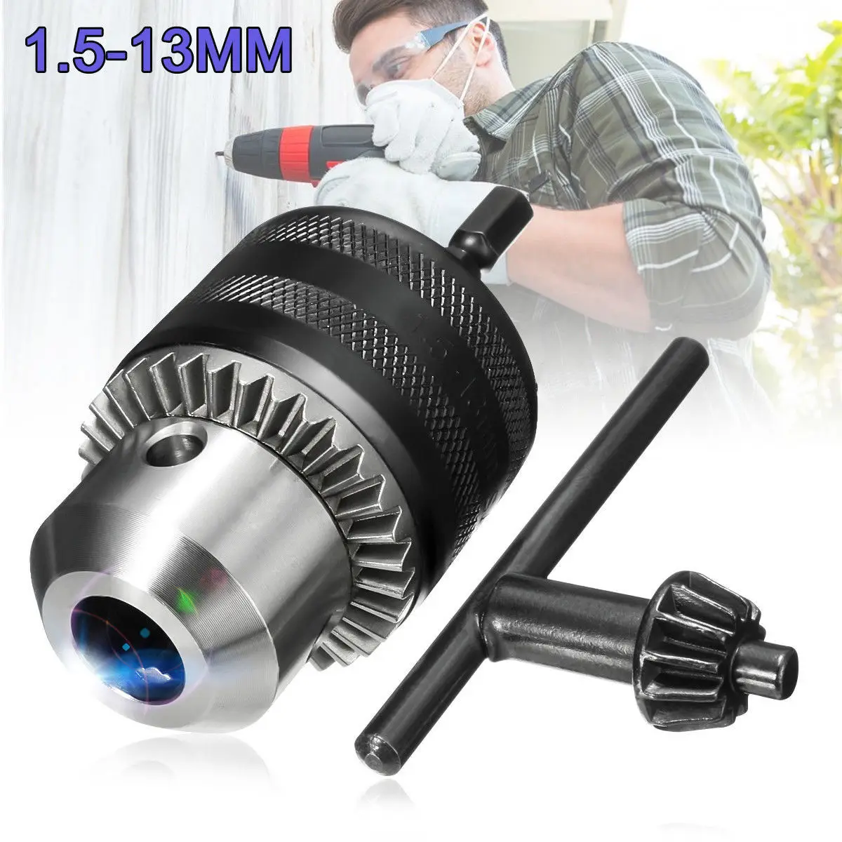 

1pc Brand New Hex Shank Adapter Black+silver 1/2'' 13mm Hex Shank Adapter UNF Keyless Drill Chuck With Lock SDS Accessory Tool