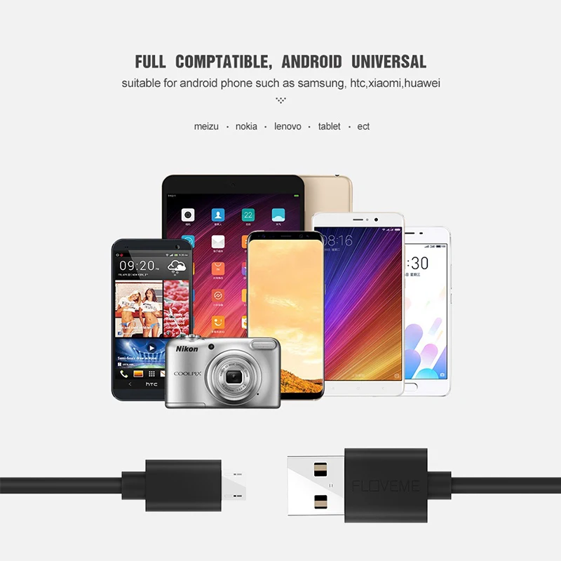 CXV Micro USB Cable Fast Charger For Samsung Xiaomi Redmi Huawei Honor HTC LG Tablet Android Mobile Phone USB Charging Cord