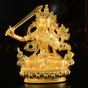 

Tibetan Buddhism Handmade Old Budda Statue Alloy Gilt Bodhisattva Manjusri