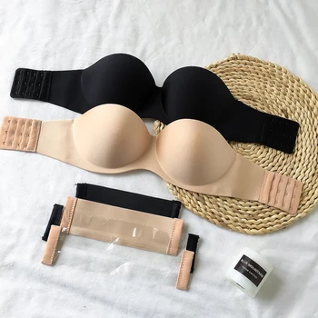 

Strapless Wirefree Push-Up Bra Women's Back Closure Tube Top Bandeau Short Tanks Tops With Pads For Girls KK1125