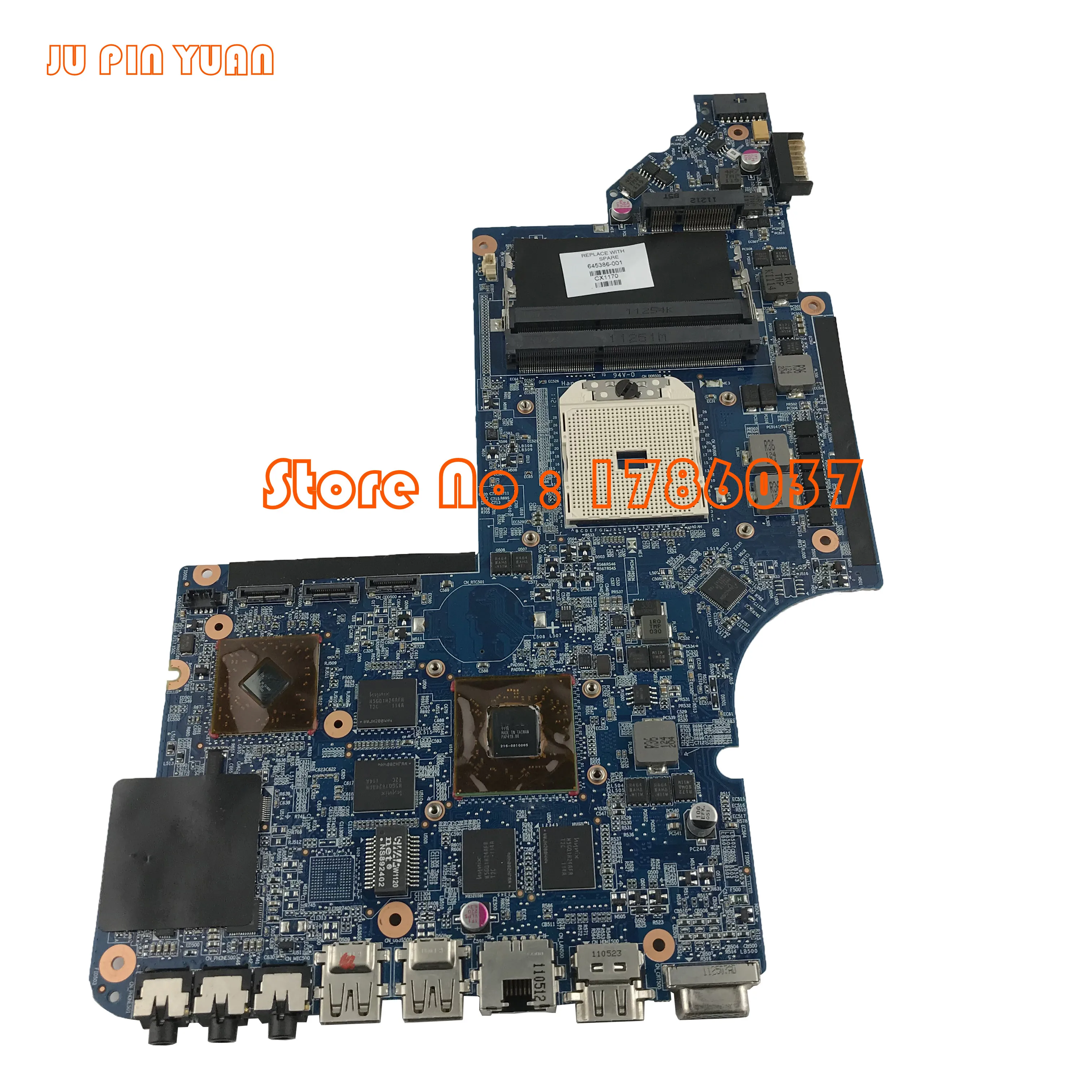 JU PIN YUAN 645386-001 mainboard for HP PAVILION DV7 DV7-6000 laptop motherboard with A70M DSC HD6750/1G All fully Tested