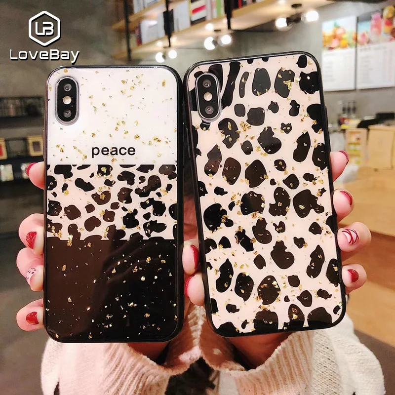 Lovebay Phone Case For iPhone 6 6s 7 8 Plus X XR XS Max Luxury Glitter Bling Foil Leopard Print Hard PC For iPhone X Phone Case