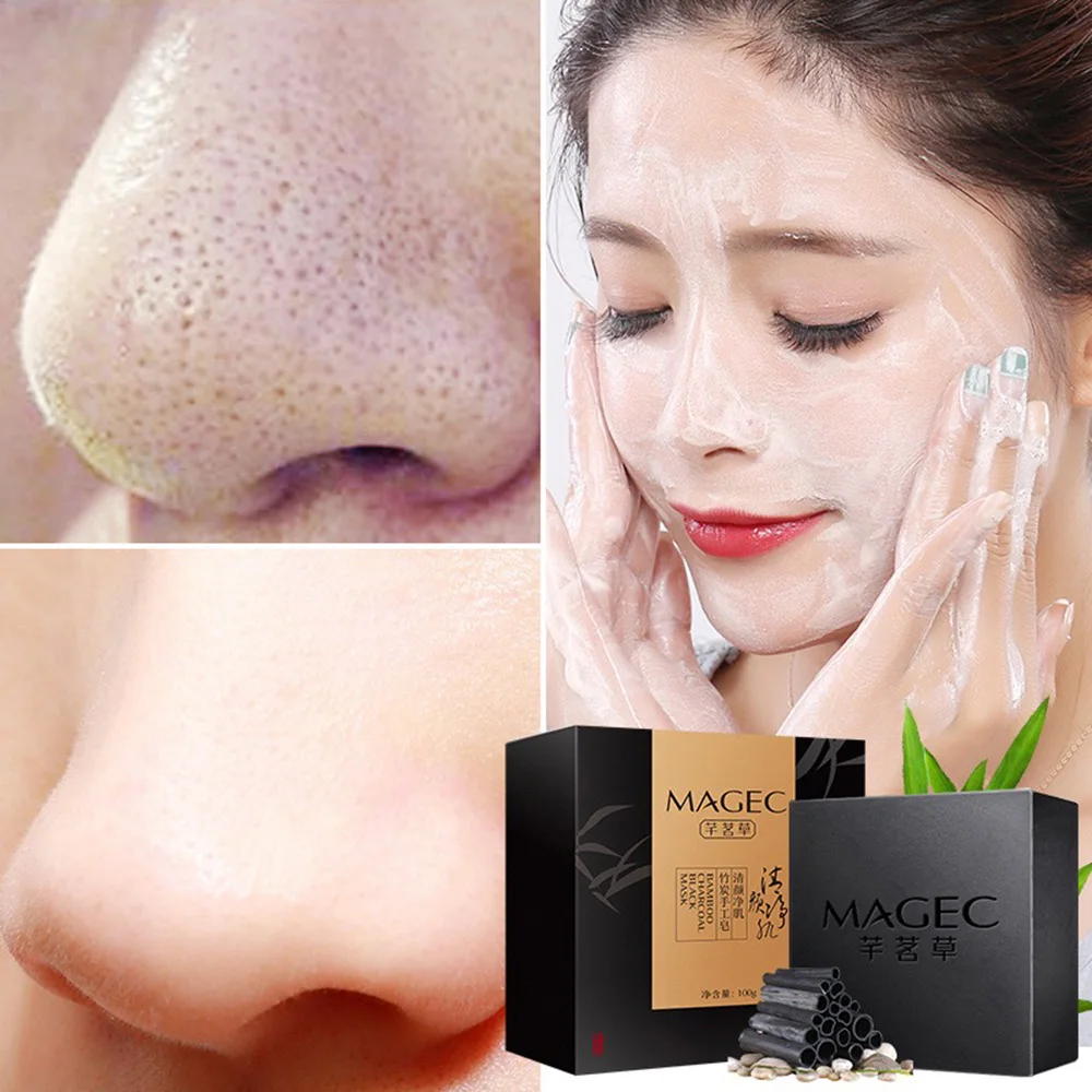 

Face Soap Bamboo Charcoal Deep Clean Oil Control Acne Faces Soap Hand Made Cleanser Facial Washing Soap
