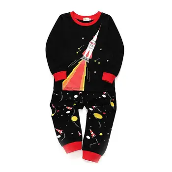 

Baby Long Sleeve Cotton Pullover Pants 2-Piece Set Rocket Space Pattern Casual Autumn Spring Boy Girl Cotton Thick Clothes Set