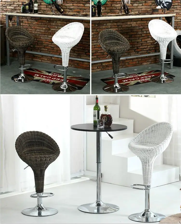 Quality Creative Lifting Wicker Chair Braided Swivel Bar Chair Stool Bird Nest Shaped Bar Stool Ergonomic Adjustable Height