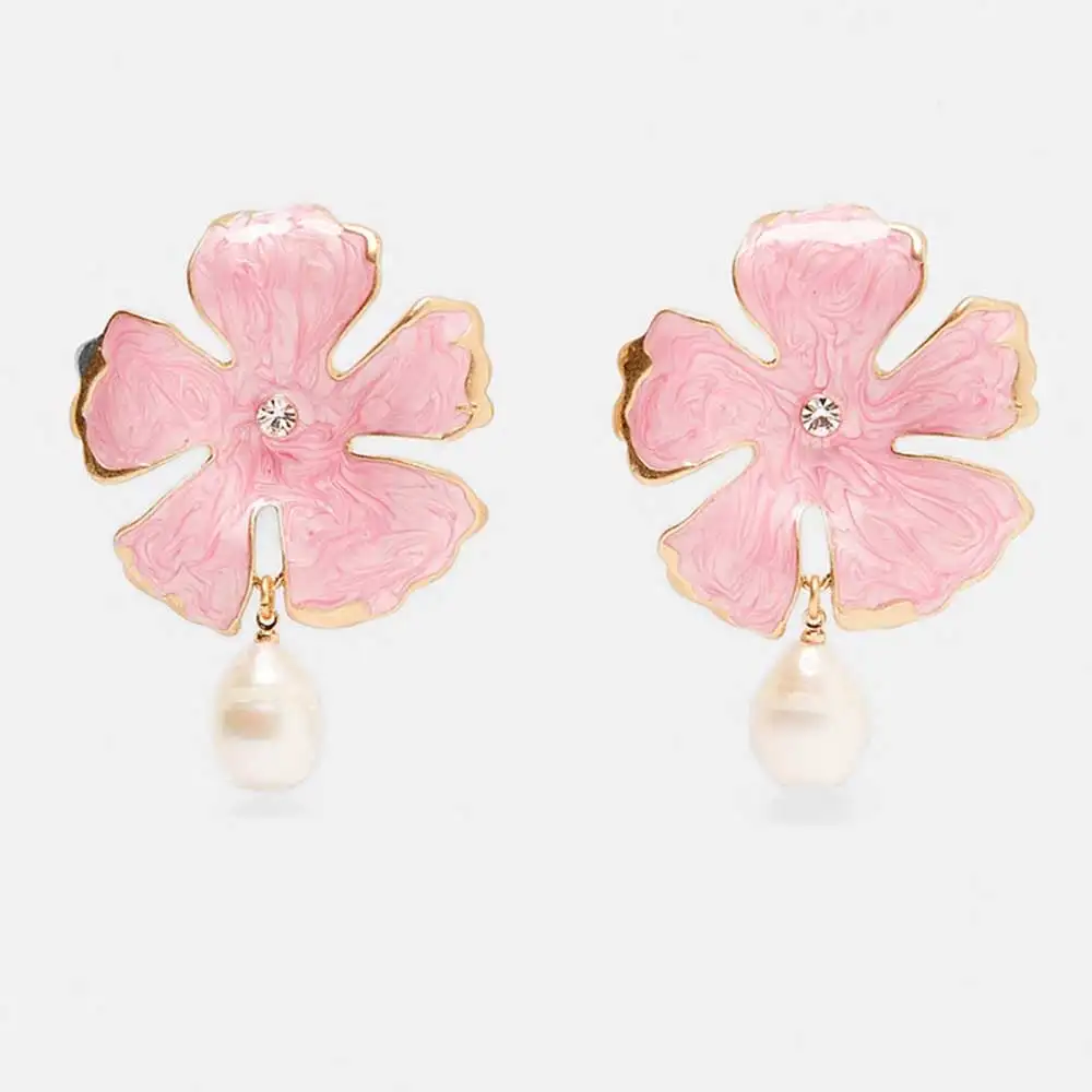 

Flatfoosie 2019 New Bohemian Flowers ZA Drop Earrings for Women Wedding Girls Cute Gift Crystal Dangle Earring Party