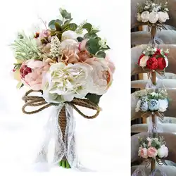 Кантри Стиль Искусственные Свадебные букеты для невесты casamen кружево Свадебные цветы Брошь букеты букет де Mariage D520 decora