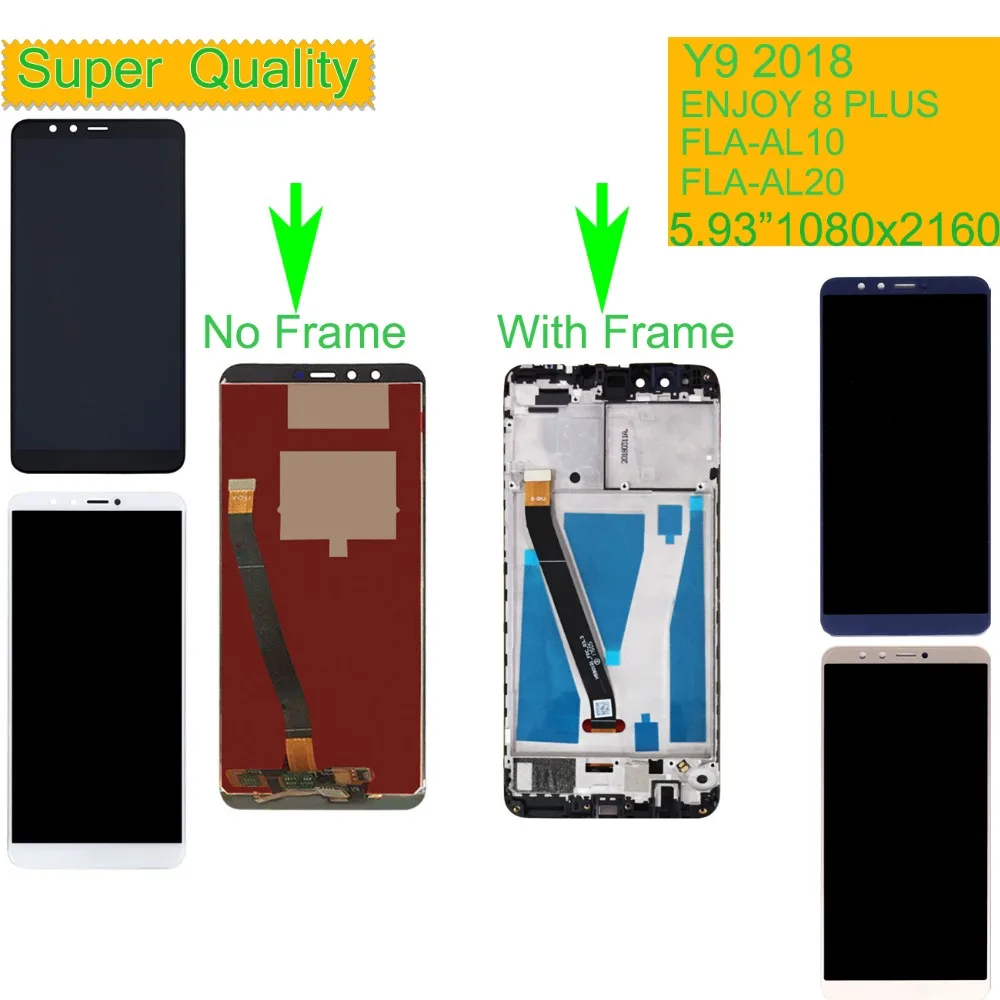 

10Pcs/lot For Huawei Y9 2018 LCD FLA-AL00 FLA-AL10 FLA-AL20 LCD Display Touch Screen Assembly With Frame For ENJOY 8 PLUS LCD