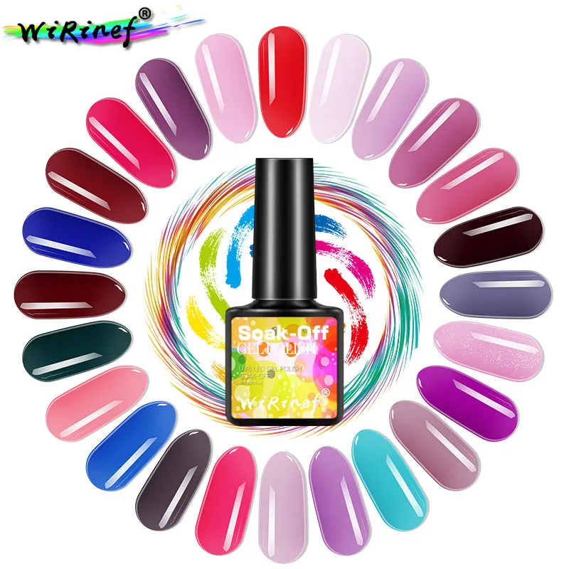 

WiRinef 8ml Pure Color Series Gel Nail Polish Semi-Permanent Nail Glue Soak Off UV LED Gel For DIY Nail Art