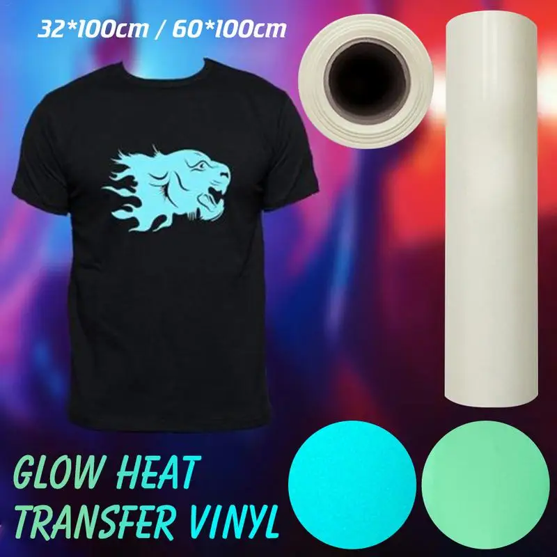 

Glow In The Dark T-shirt Vinyl Garment HTV Heat Press Transfer Fluorescence Green Blue