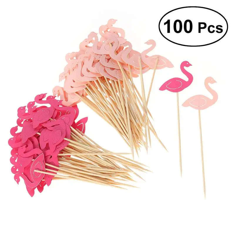 

100 Pcs Flamingo Cake Toppers Chic Cake Picks Cupcake Decoration Dessert Topper For Dessert Decoration Baby Birthday Party