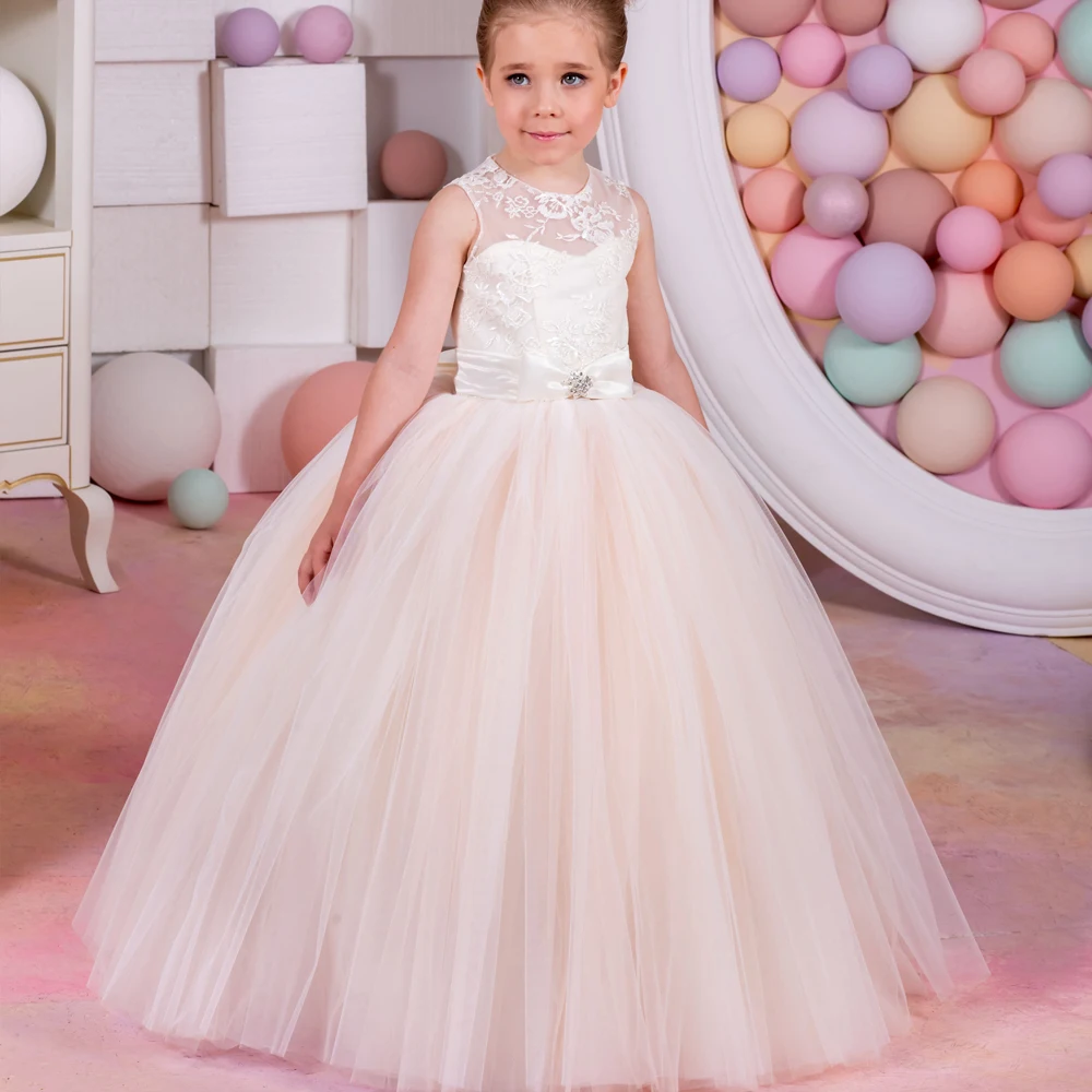 2019 Новый Нарядные платья для девочек Glitz белые и цвета слоновой кости на шнуровке
