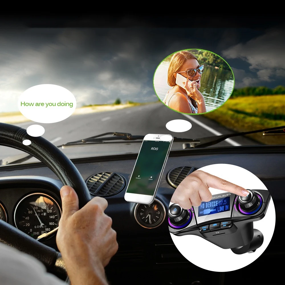 FM трансмиттер с поддержкой Bluetooth Aux модулятор MP3 плеер двумя USB портами|MP3-плеер для