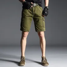 Новинка, мужские летние камуфляжные Хлопковые Бриджи с несколькими карманами, мужские однотонные повседневные свободные камуфляжные шорты до колена, большие размеры 40