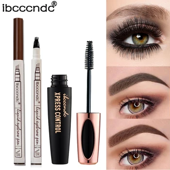 

2pcs/set Eye Makeup 4D Silk Fiber Lash Mascara Thick Microblading Eyebrow Tattoo Pen Sketch Liquid Eyebrow Pen Waterproof