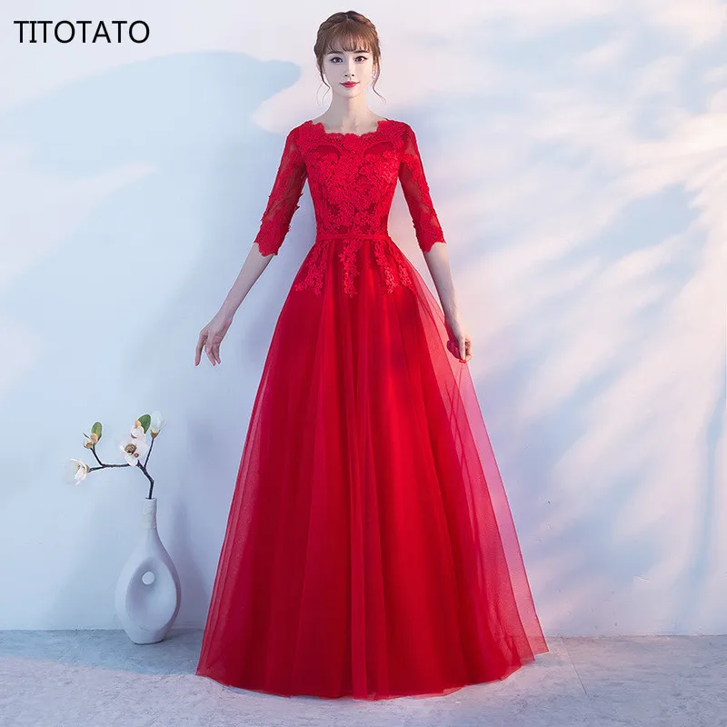Женское кружевное вечернее платье TITOTATO в пол Vestido De Festa Longo Formatura|Платья| |