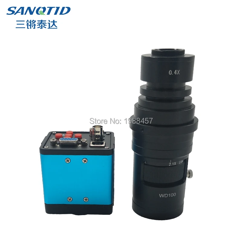 

HD 1080P 2.0MP Industrial Microscope Camera VGA USB BNC AV Output Interface Video Camera+0.4X Lens C/CS Interface