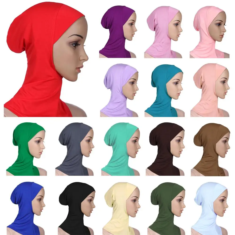 Мягкая мусульманская полная крышка внутренняя Женская хиджаб кость шляпа шапка исламский шарф Шея ГОЛОВА дамская шляпа без полей