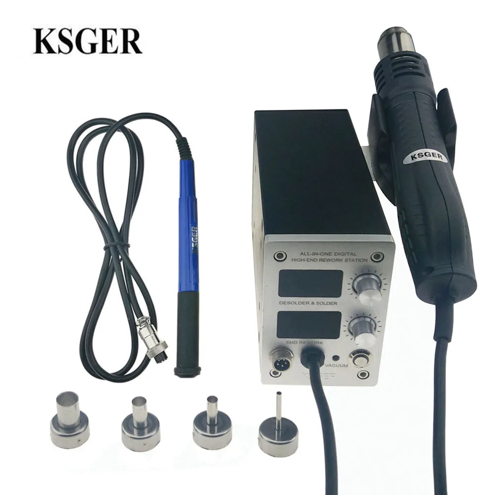 

KSGER STM32 OLED T12 Temperature 2 in 1 Hot Air Dryer Digital Rework Soldering Station Solder Iron 9501 Handle New