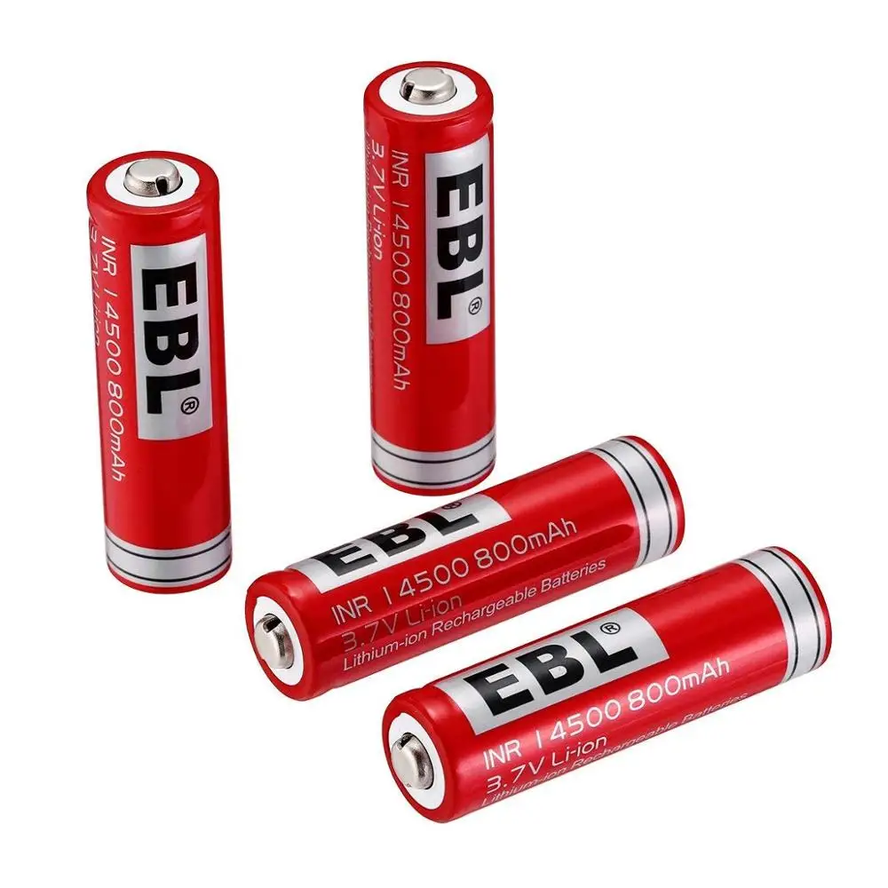 

EBL ICR14500 3.7V 800mAh AA Li-ion Rechargeable Battery with Storage Battery Case, 4 Packs