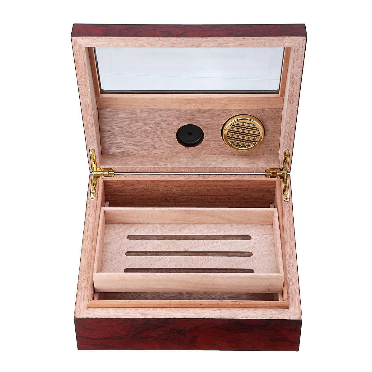 50 Count Wood Portable Travel Large Capacity Cigar Humidor Storage Boxes Cigars Cabinet Cases Tray Hygrometer Humidifier Gifts