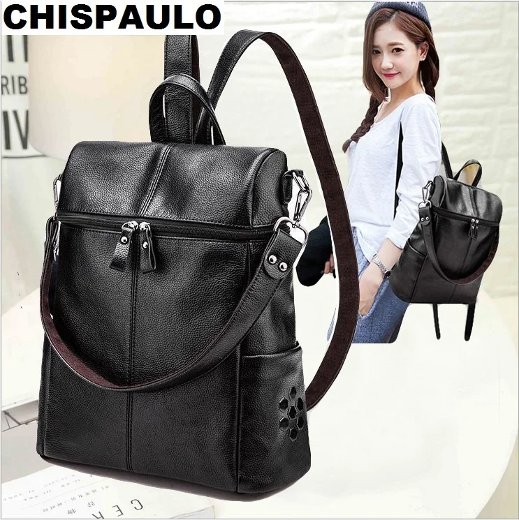 

Designe Women's Backpacks Genuine Leather Female Backpack Women Schoolbag For Girls Large Capacity Shoulder Travel 2019 N036