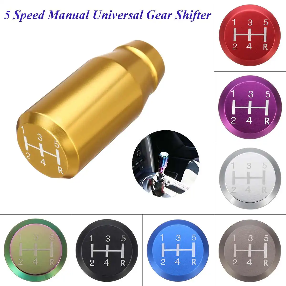 

Car Universal 5 Speed Manual Gear Shift Knob Shifter Lever Stick Long Bar Aluminum Neo Chrome Polished
