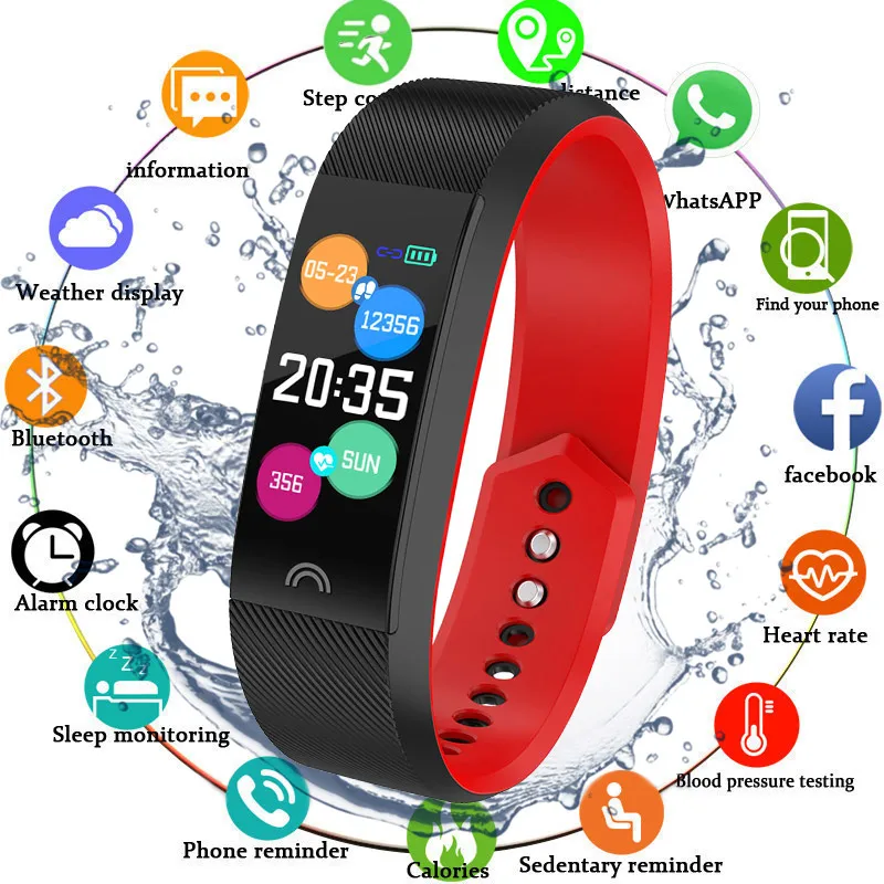 

Smart Wristband Fitness Bracelet Watch Blood Pressure IP68 Waterproof Fitness Tracker Heart Rate Monitor Pedometer Women Watch