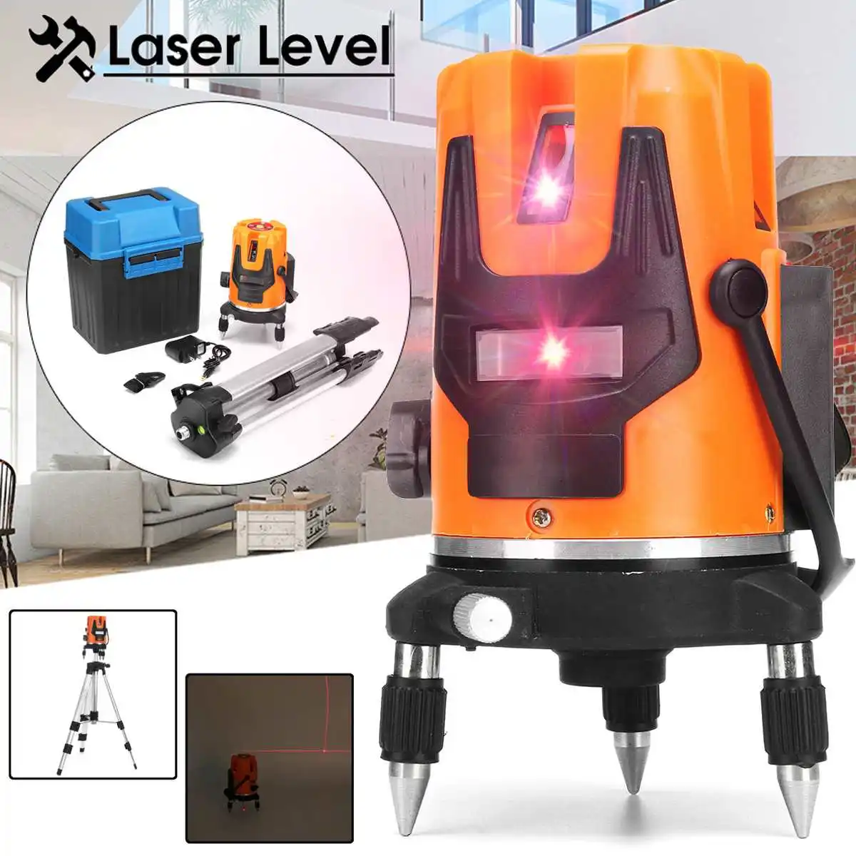 

New 5 Line 6 Point Cross Line Red Automatic Self Leveling 360 degree Rotary Laser Level Meter Measure + Tripod
