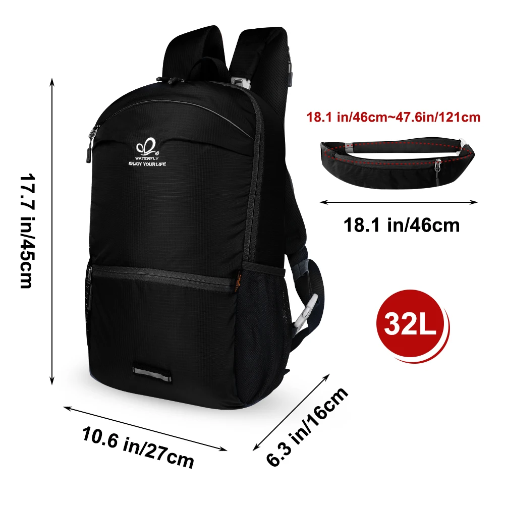 WATERFLY Packable Hiking Backpack Smart Daypack for Traveling Camping Outdoor Sports Lightweight Multi-Function Design WATERFLY Packable Hiking Backpack Smart Daypack for Traveling Camping Outdoor Sports Lightweight Multi-Function Design