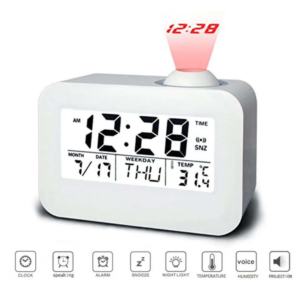 LCD Projection Alarm Clock Electronic Desk Table Clock Projector Watch ...