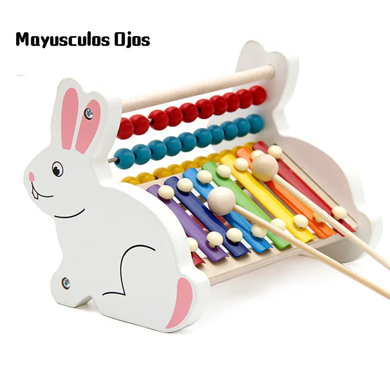 

ZH Wooden Octave Hand Knock On Piano Rabbit Computing Frame Early Childhood Musical Instrument Children Music Educational Toys