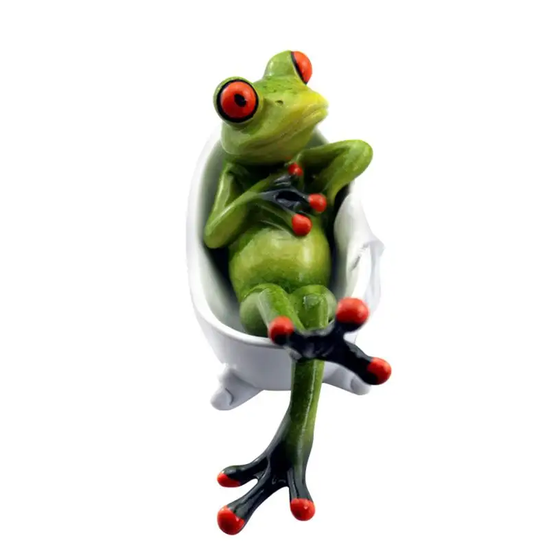 

1 pc Green Frog Figurine Mini Resin Cute Miniature Craft Ornaments Statue Home Decoration for Windowsill Living Room Garden