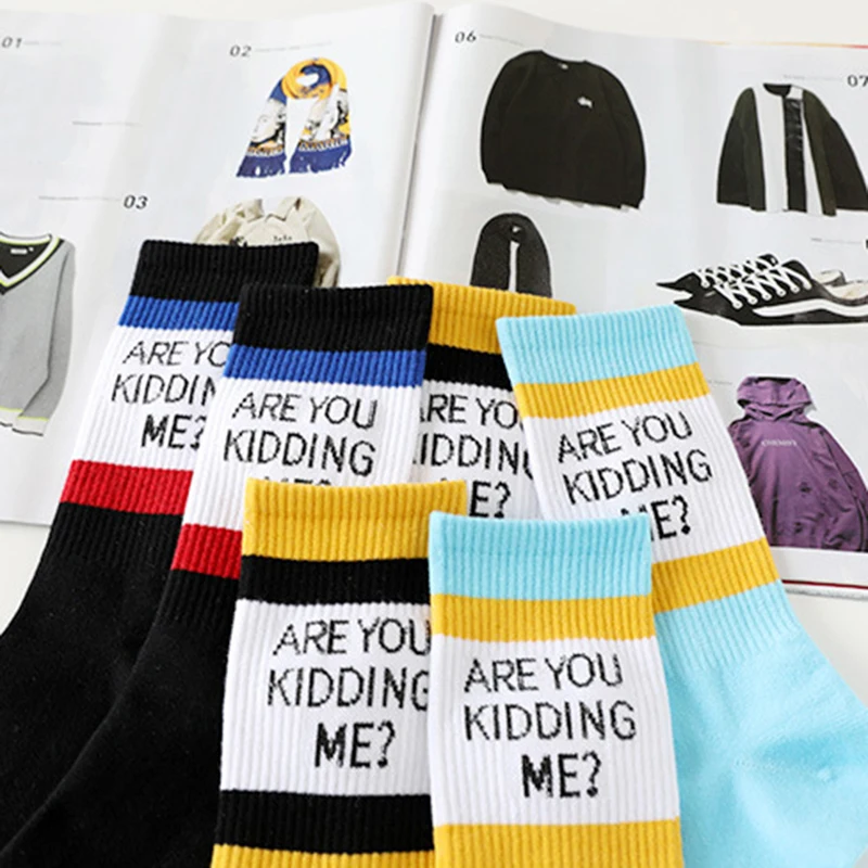 

Sale English Letter Harajuku Funny Socks Street Women Girls Jacquard Funny Letter Socks Calcetines Mujer