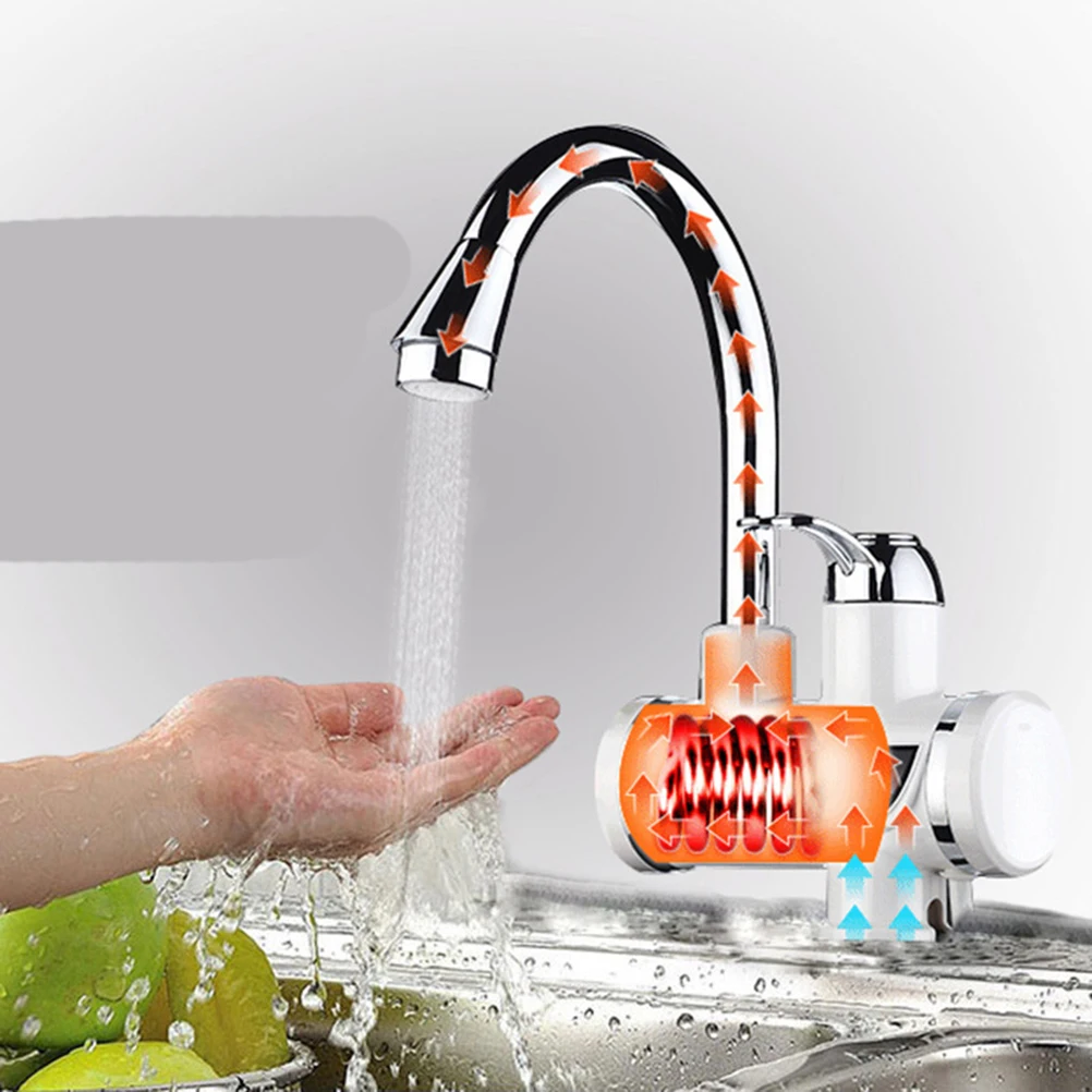 

Stainless Steel LED Digital Display Hot and Cold Water Tap Mixer Water Heater Kitchen Sink Basin Faucet Tap Spout Mixer