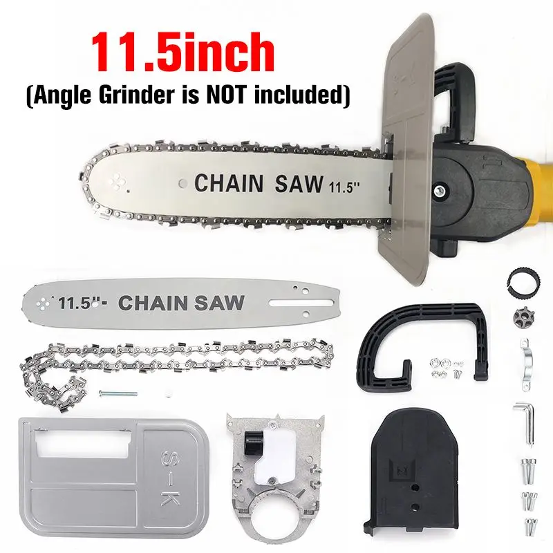 

Upgrade Electric Saw Parts 11.5" Woodworking Chainsaw Bracket for 100 115 125 150 180 Angle Grinder Into Chain Saw