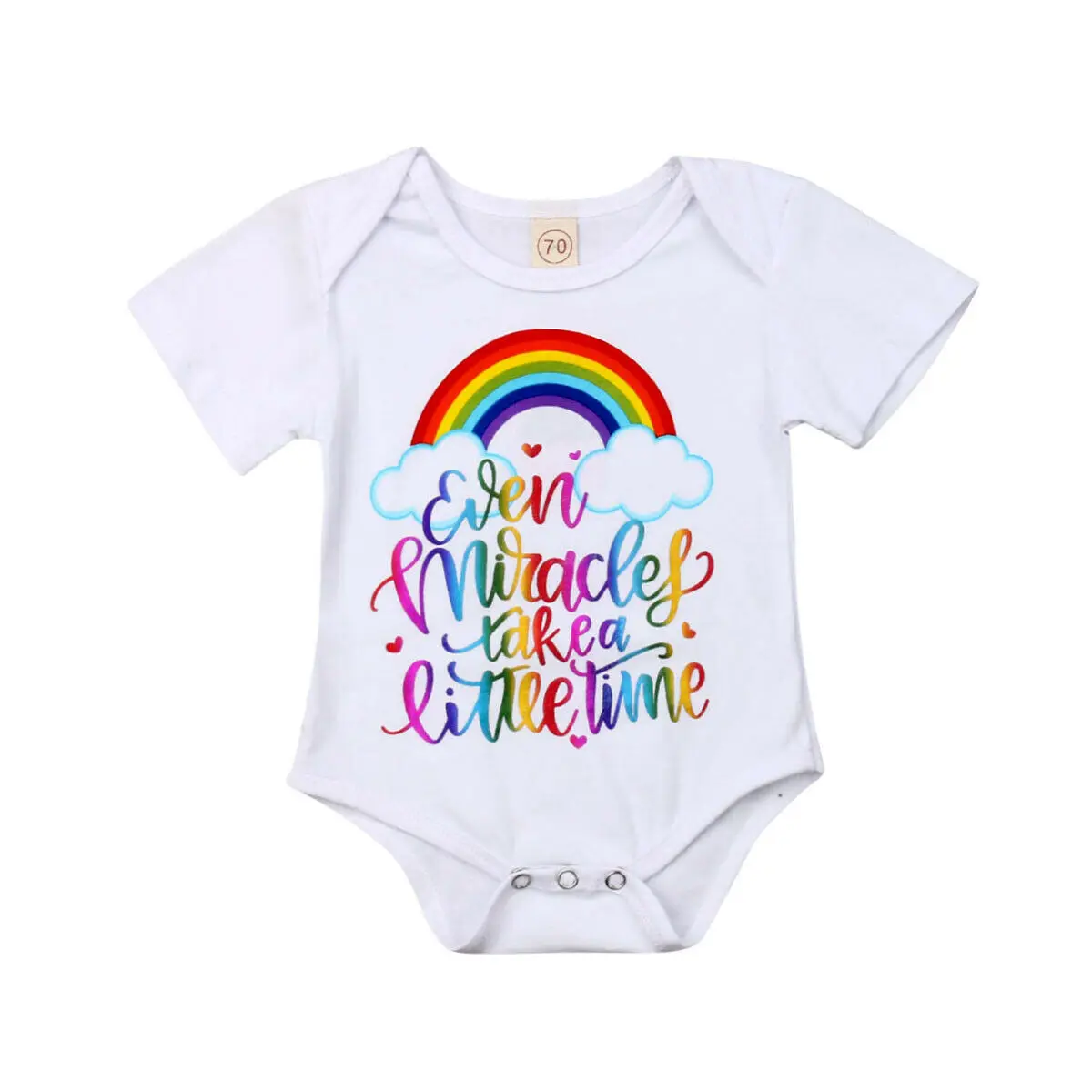 

0-18M Newborn Infant Baby Boys Girls Bodysuit Jumpsuit Outfits Rainbow Letter Print Sunsuit Summer Unisex Baby Cotton Clothes