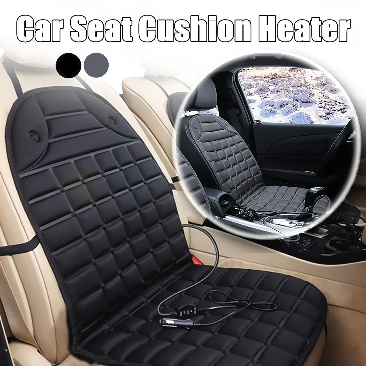 

Universal 12V Car Van Seat Cushion Pad Heater Heating Warmer Winter Mat Cover Polyester Anti-slip 48x96cm Single-seat Version