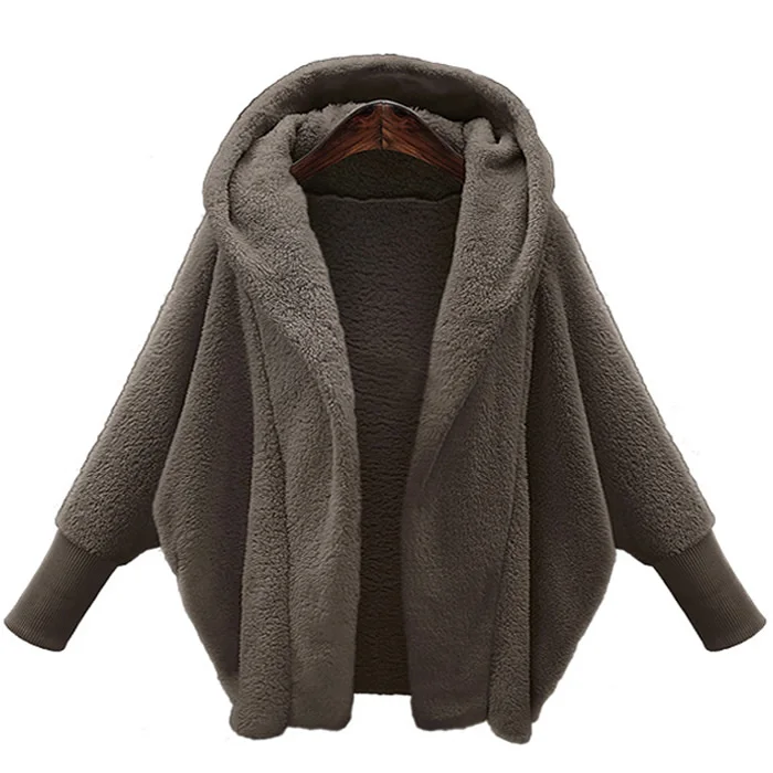 

Casual Women Faux Fur Coat 2018 Autumn Winter Long Sleeve Hooded Artificial Jacket Coat Solid Loose Cardigan Casaco Feminino